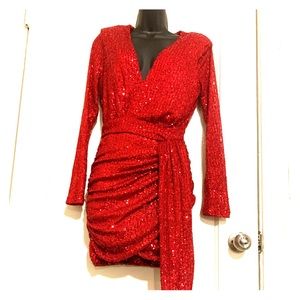 Red mini sequin dress size small